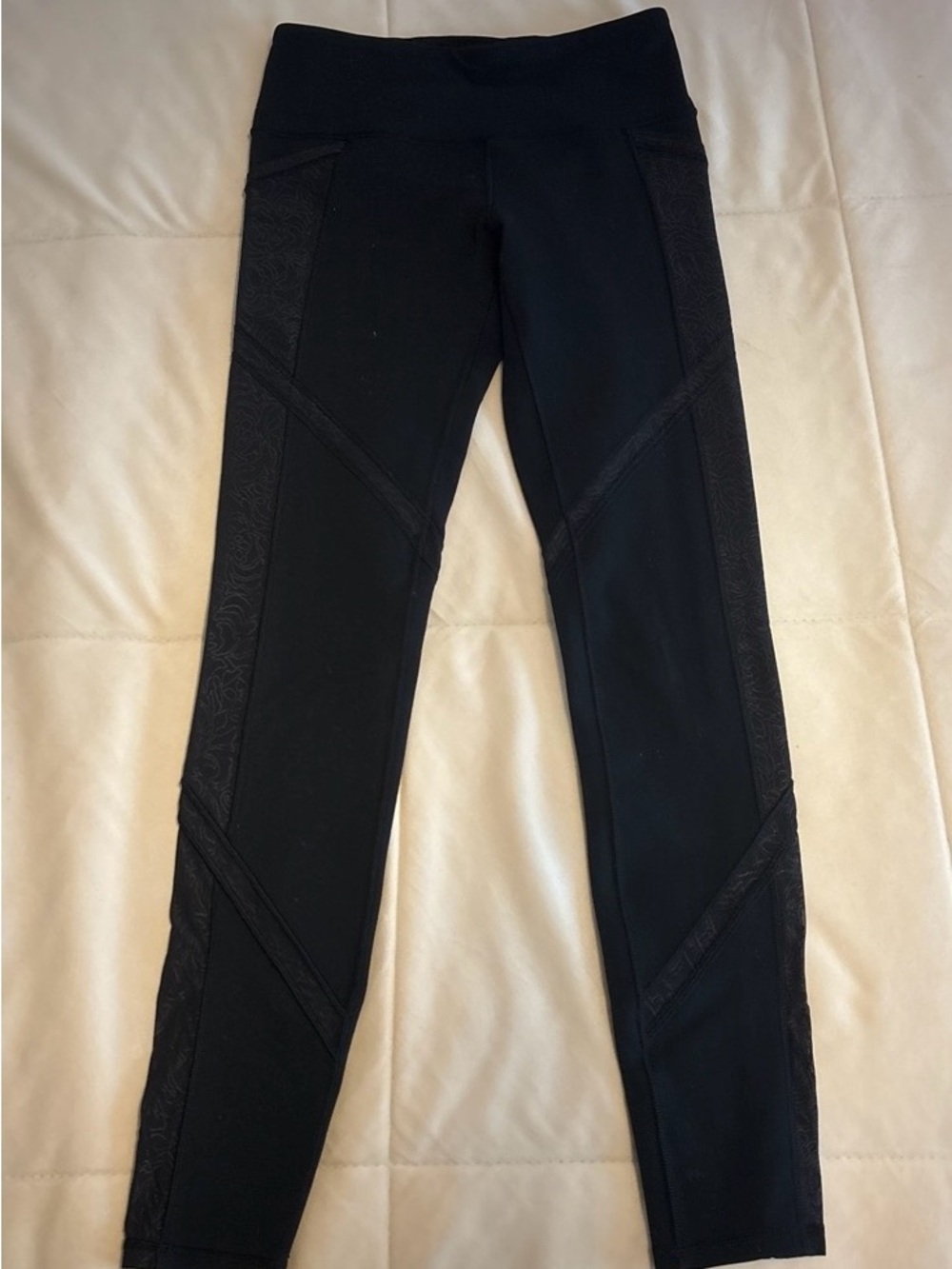 Ivivva Black Girls' Athletic Leggings with Textured Panels